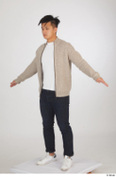  Yoshinaga Kuri blue jeans brown sweater casual dressed standing white sneakers white t shirt whole body 0010.jpg